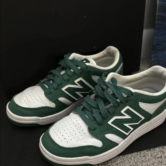 New Balance Forest Green and White Athletic Shoes 17089592_34723812_600.jpg main image 4